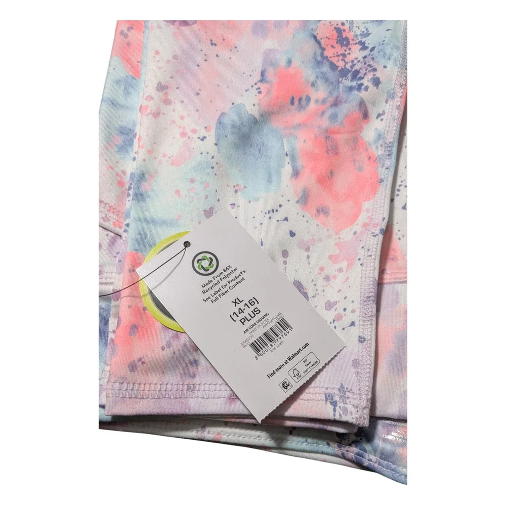 Athletic Works -Girls Leggings -Size XL 14-16-Multi Color Splatter - UPF 30 NWT